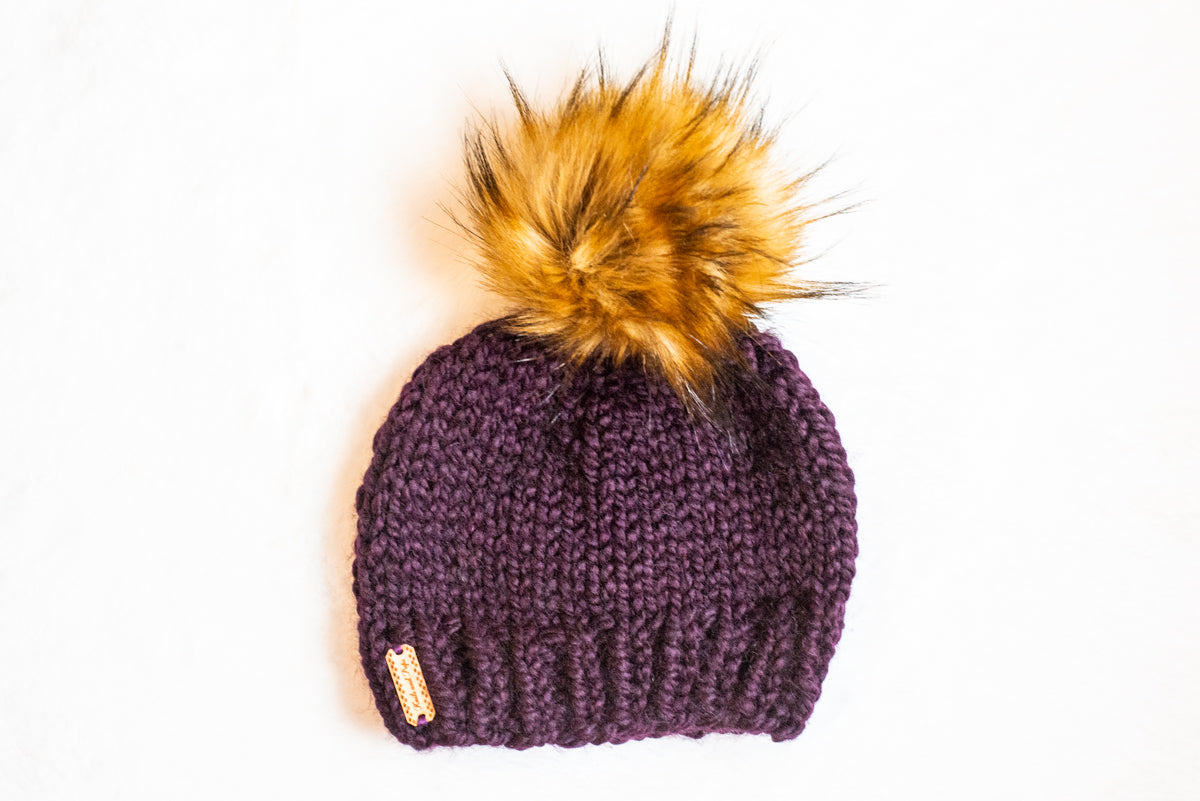 Mini Single Faux Fur Pom Pom Beanie