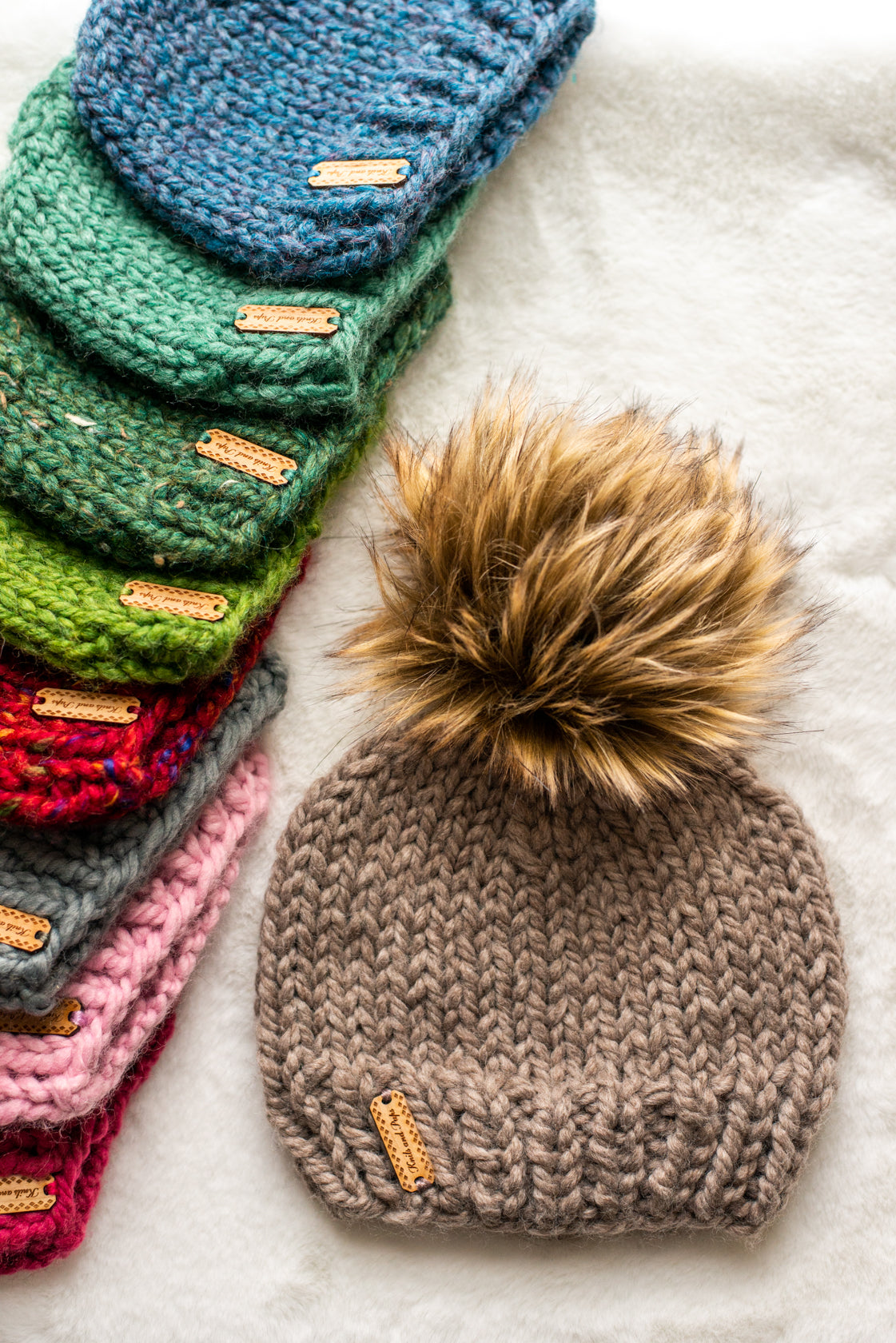 Mini Single Faux Fur Pom Pom Beanie