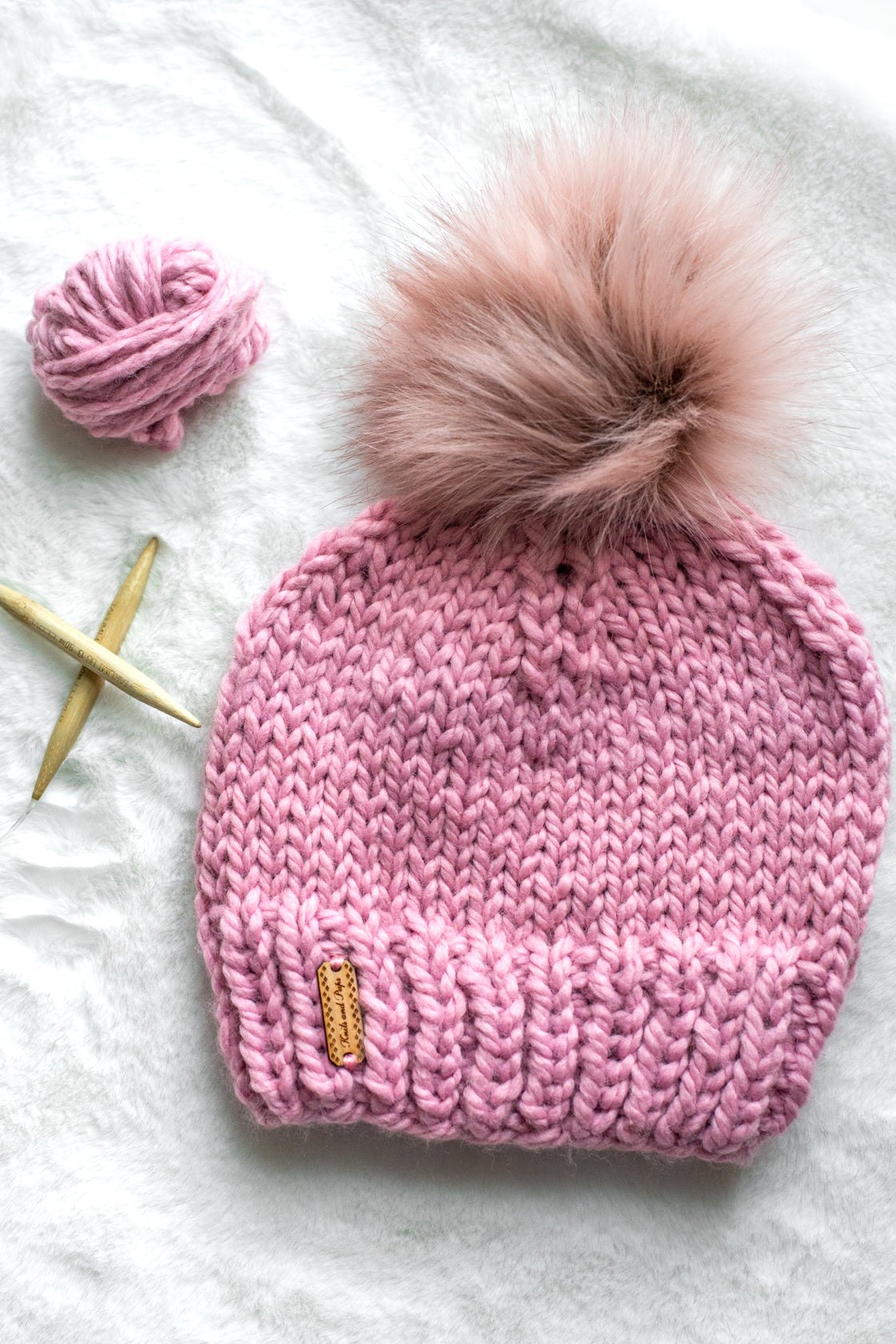 Mini Single Faux Fur Pom Pom Beanie