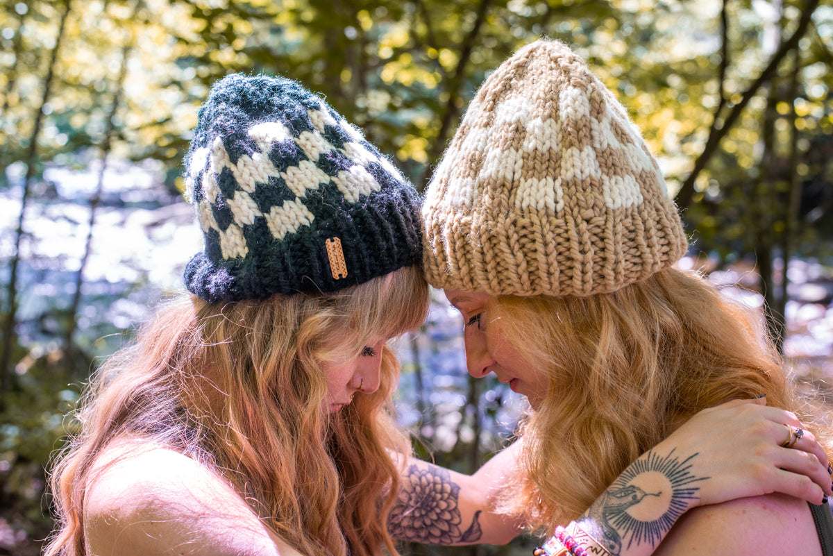 Matching Checkered Beanie & Cowl Set