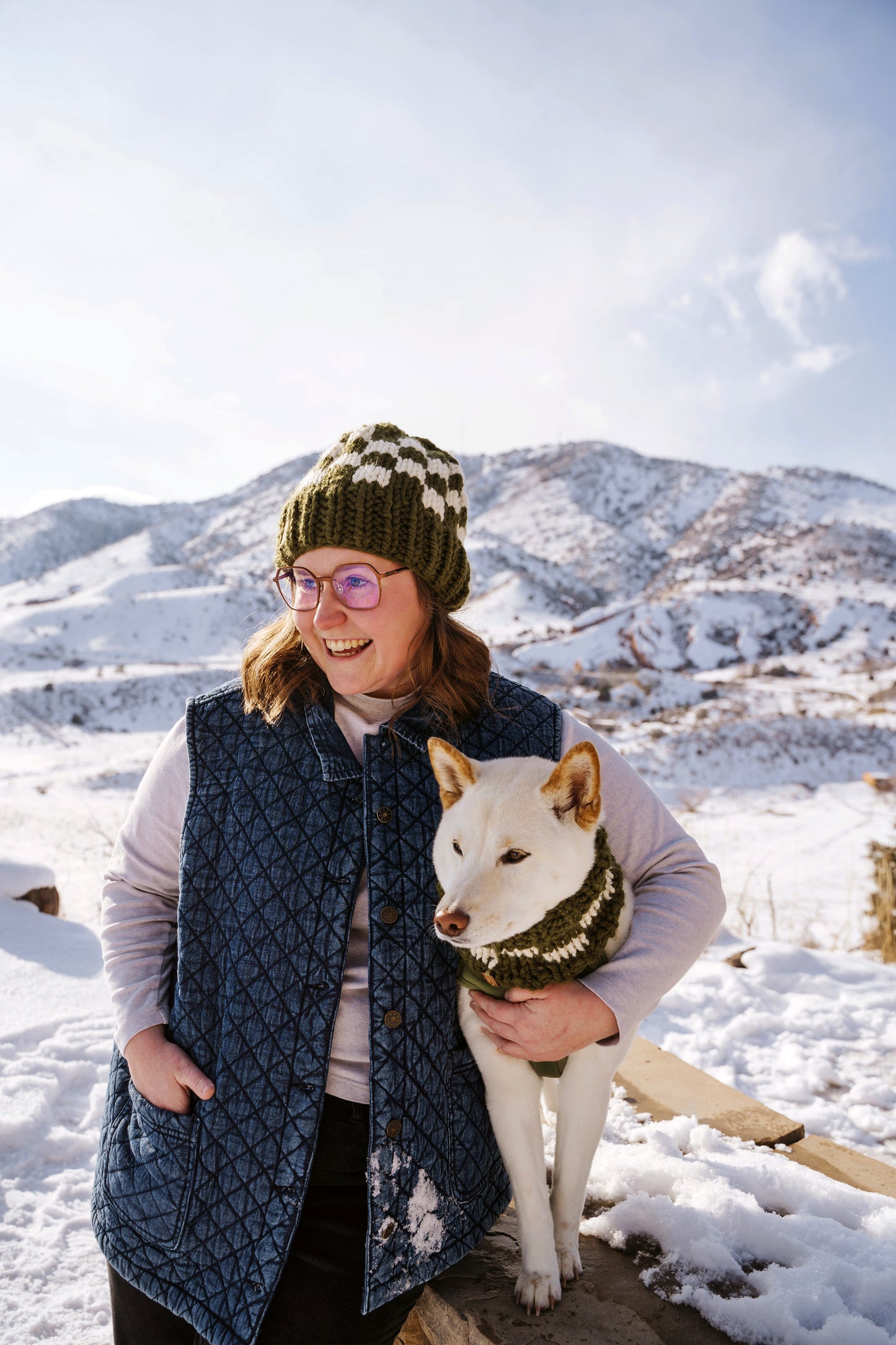 Matching Checkered Beanie & Cowl Set