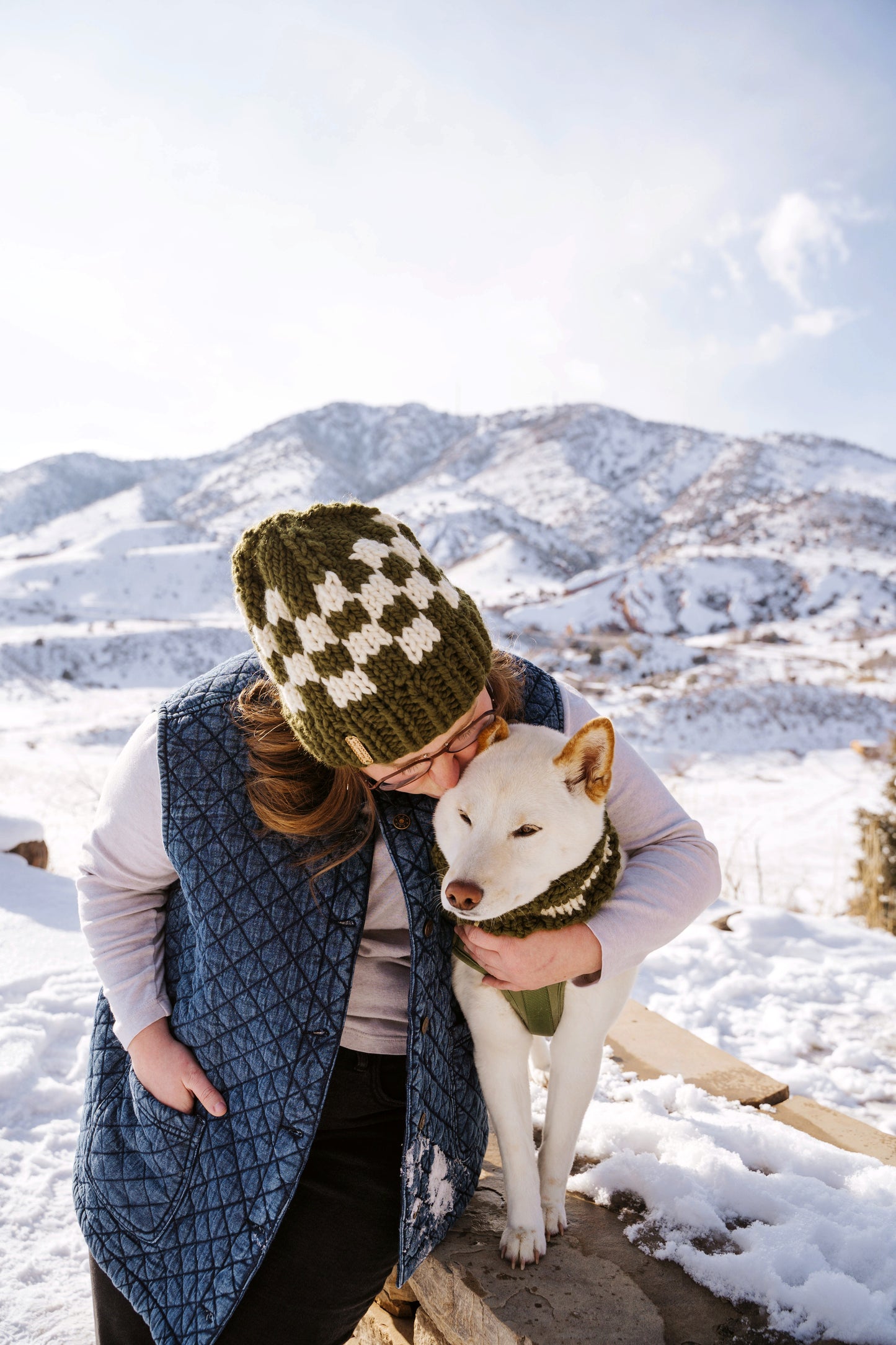 Matching Checkered Beanie & Cowl Set