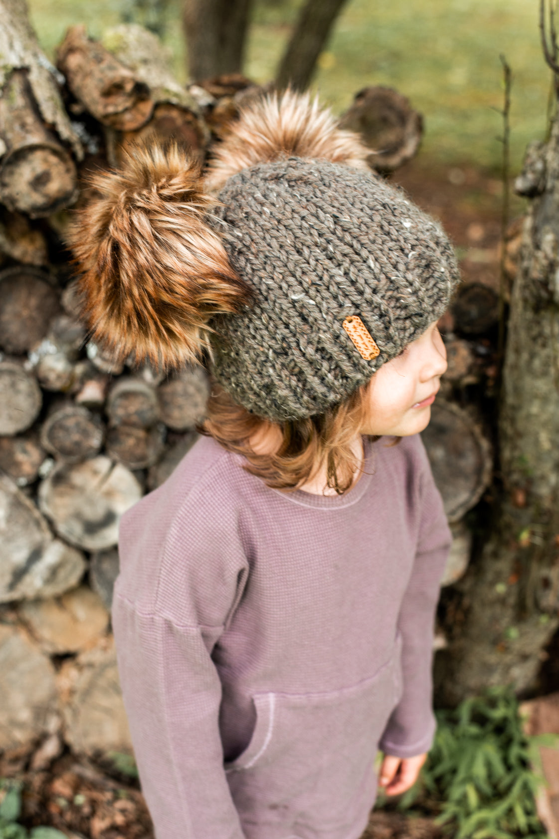 Mini Double Faux Fur Pom Pom Beanie