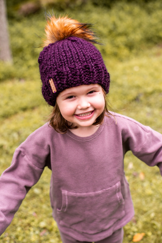 Mini Single Faux Fur Pom Pom Beanie