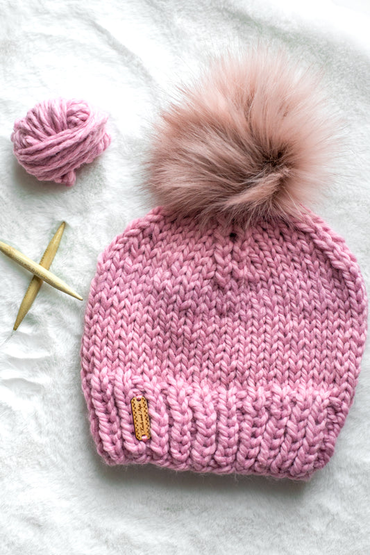 Mini Single Faux Fur Pom Pom Beanie