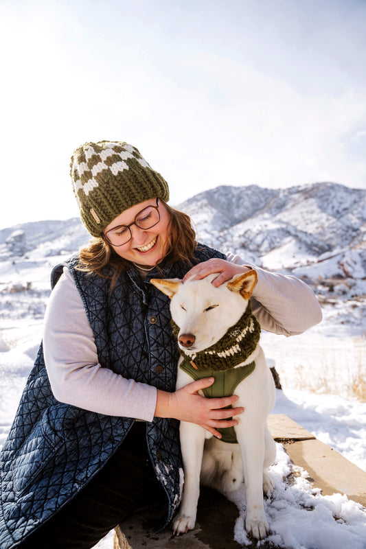 Matching Checkered Beanie & Cowl Set