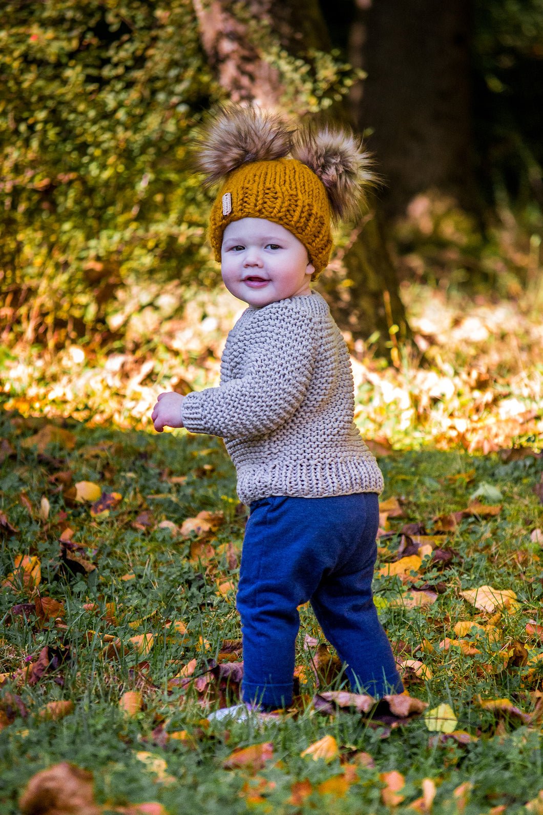 Mini Double Faux Fur Pom Pom Beanie